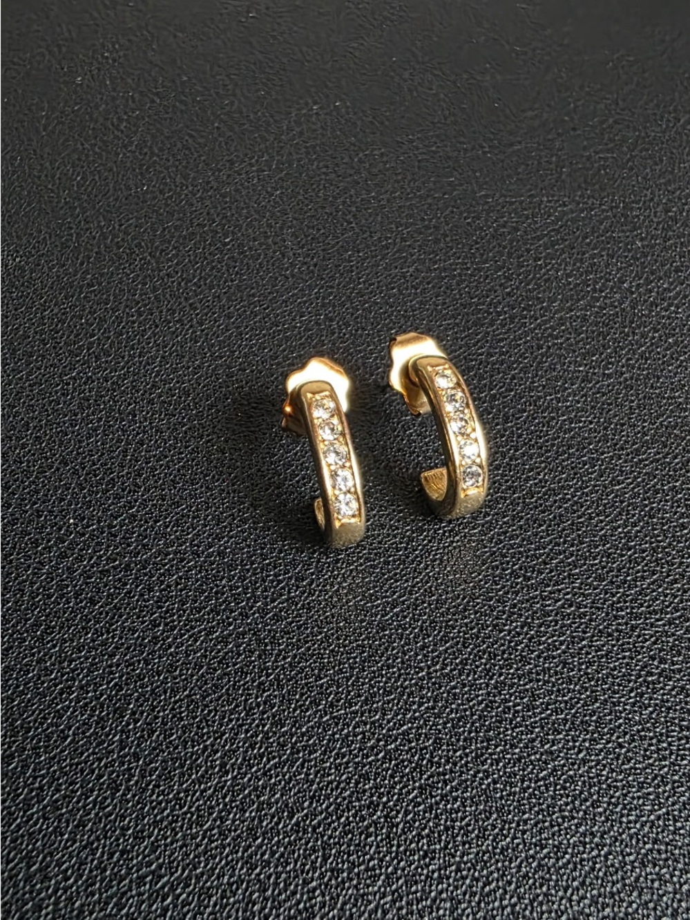 Avon Gold-Tone Crystal Accent Huggie Earrings